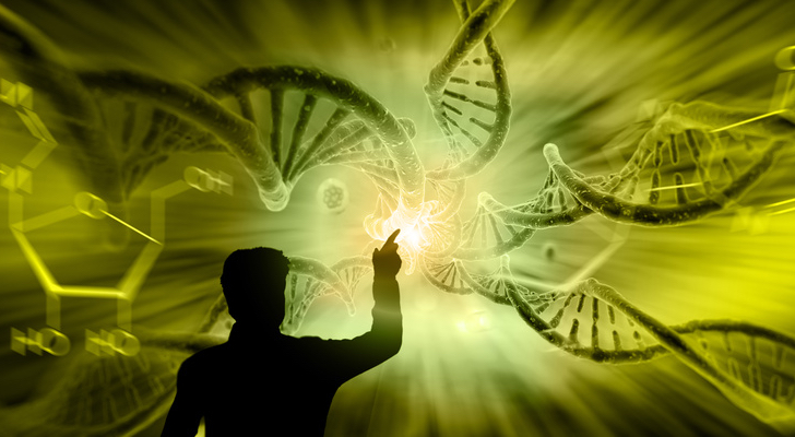 3d render of dna structure, abstract background