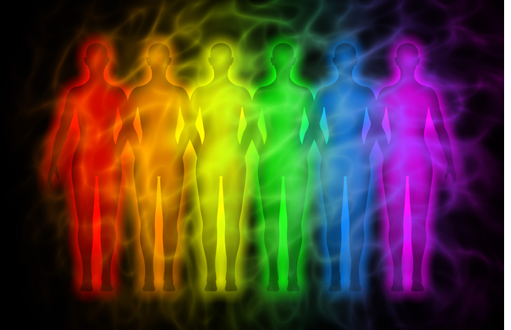 Rainbow people - rainbow silhouettes of human aura