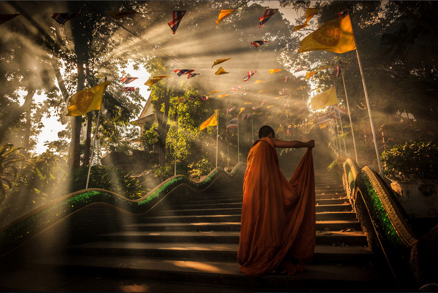 monk-or-novice-enlightenment-bodhi-awakening-Light-of-Buddha-bird_beckman77-Homam-Alojail-flickr-Songkla-Thailand-13608405695